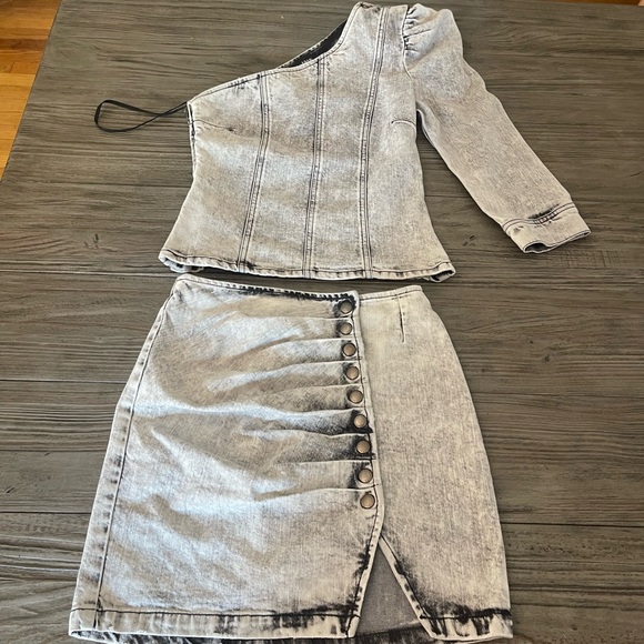 RETROFETE Acid Wash Grey Denim Set - Picture 1 of 13